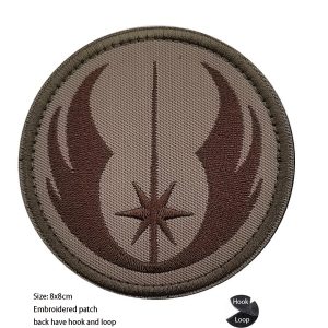 Patch redondo da Ordem Jedi, de Star Wars, em tons de marrom, com 8 cm