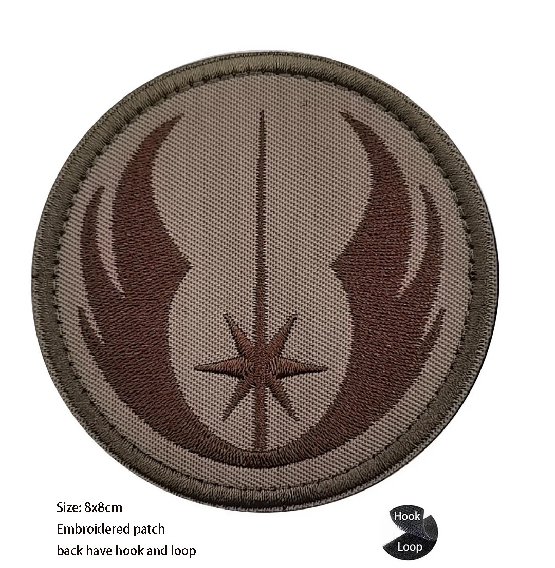 Patch redondo da Ordem Jedi, de Star Wars, em tons de marrom, com 8 cm