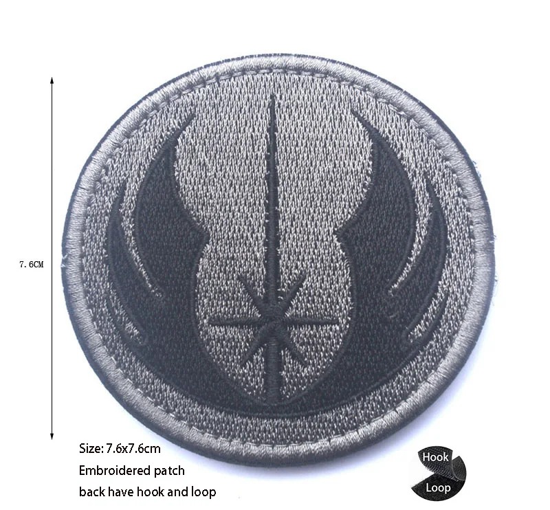 Patch da Ordem Jedi em cinza, de Star Wars, com 7,6 cm