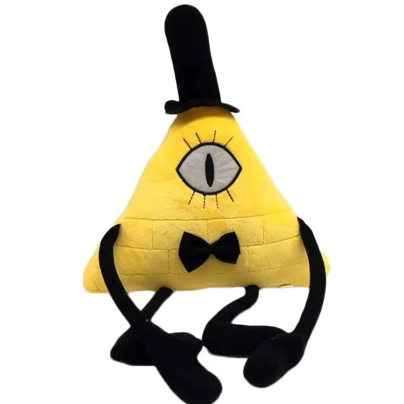 Pelúcia do Bill Cipher sentada, com pernas pretas compridas, de Gravity Falls