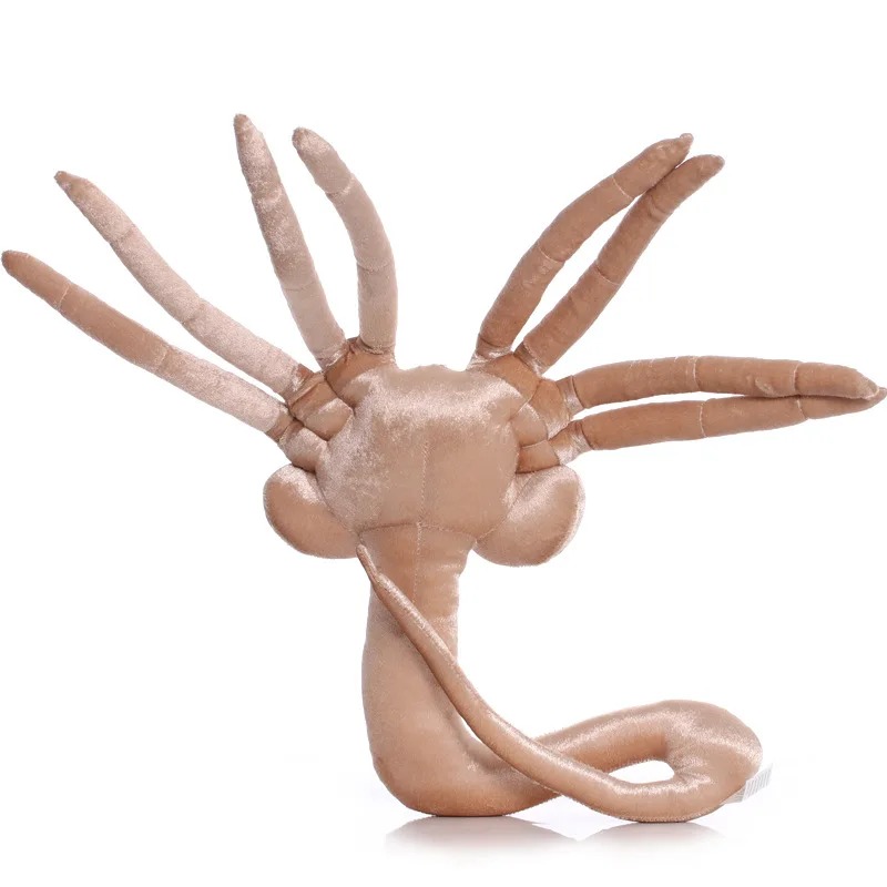 Pelúcia do facehugger de trás, com patas e cauda à mostra