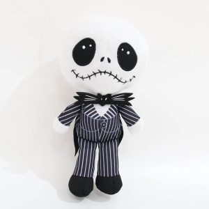 Pelúcia de 22 cm do Jack Skellington de terno preto listrado e gravata borboleta, de O Estranho Mundo de Jack