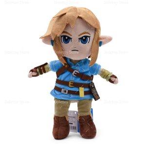 Pelúcia do Link de pé, com túnica azul e cinto de couro, de Breath of the Wild