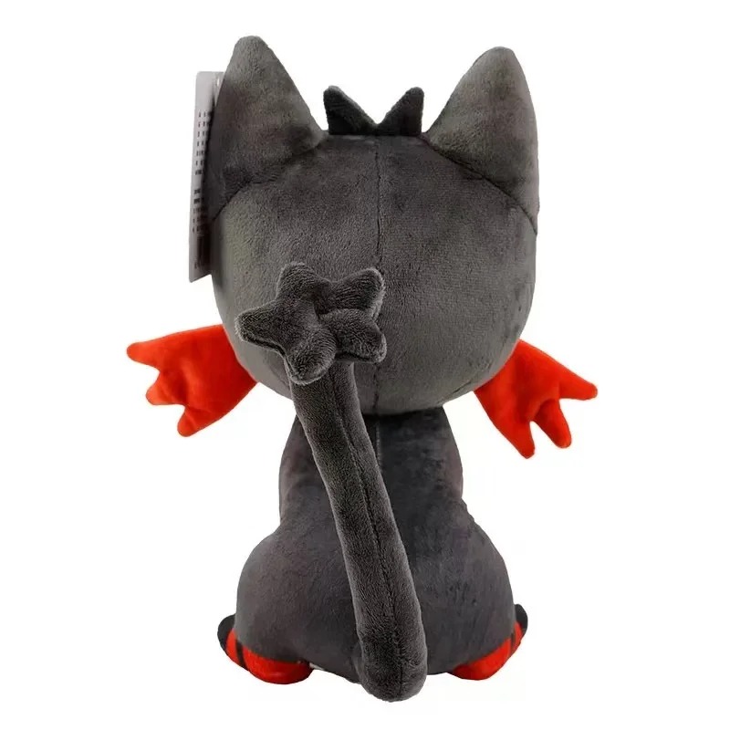Litten de pelúcia, de Pokémon, com 22 cm, visto de costas, com a cauda cinza comprida