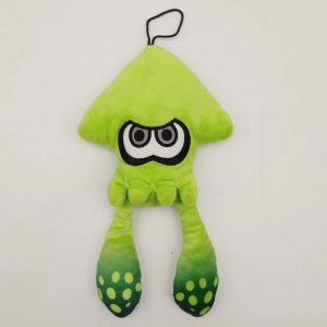 Pelúcia da lula Inkling verde-limão, de Splatoon, com olhos grandes e tentáculos em degradê
