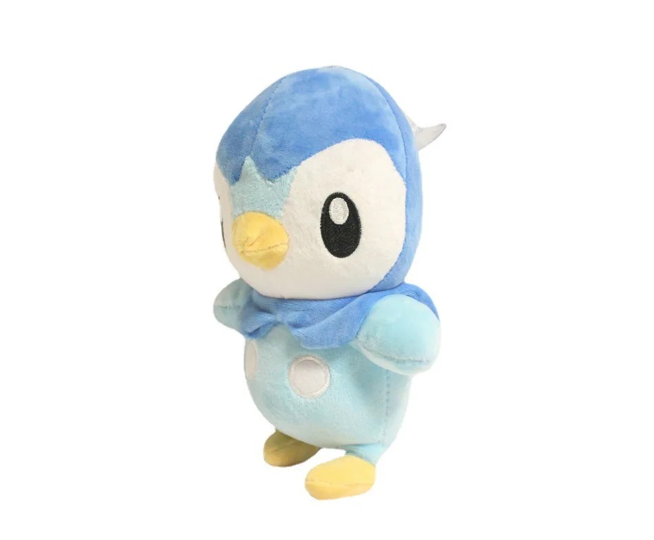 Pelúcia do Piplup em três quartos, com lenço azul no pescoço