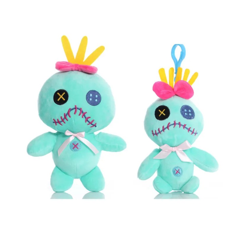 Duas pelúcias da Scrump de tamanhos diferentes, lado a lado, em fundo branco