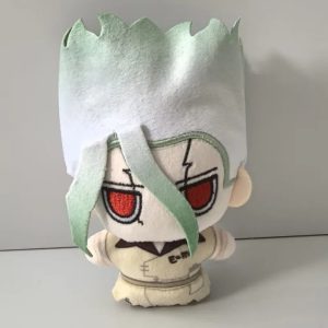 Pelúcia mini do Senku Ishigami, de Dr. Stone, de cabelo verde em pontas e olhos vermelhos
