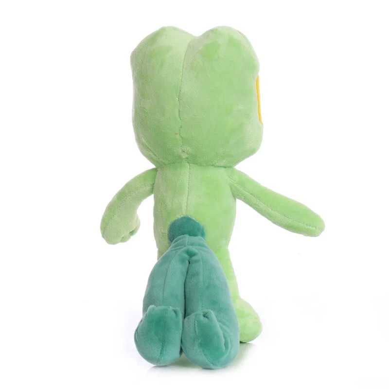 Pelúcia do Treecko de costas, com a cauda verde-escura