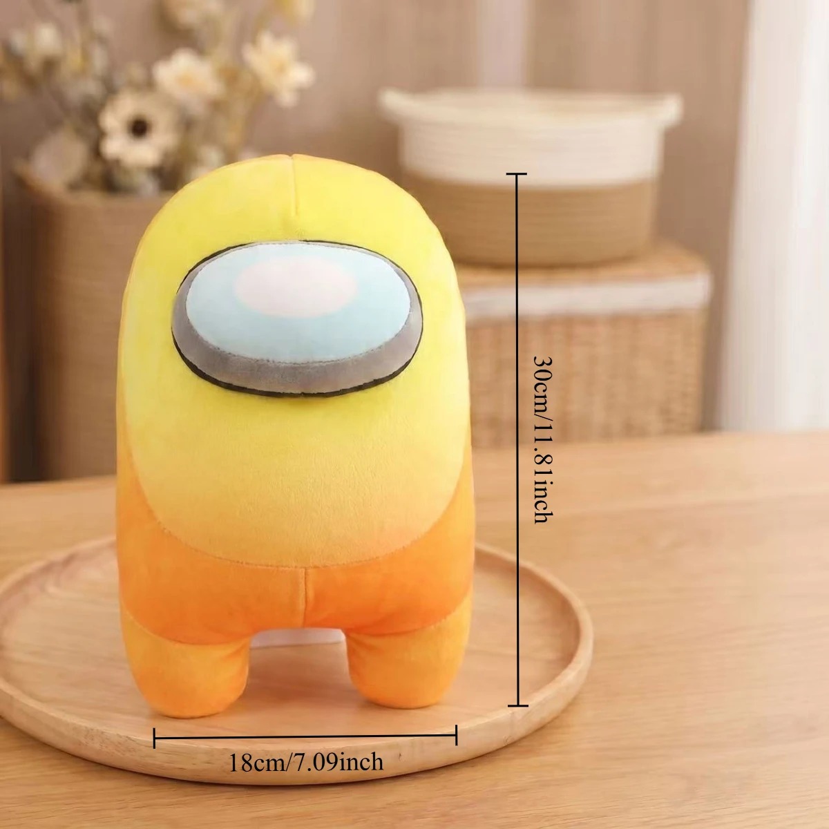 Tripulante laranja de Among Us em pelúcia, com degradê amarelo, 30 cm