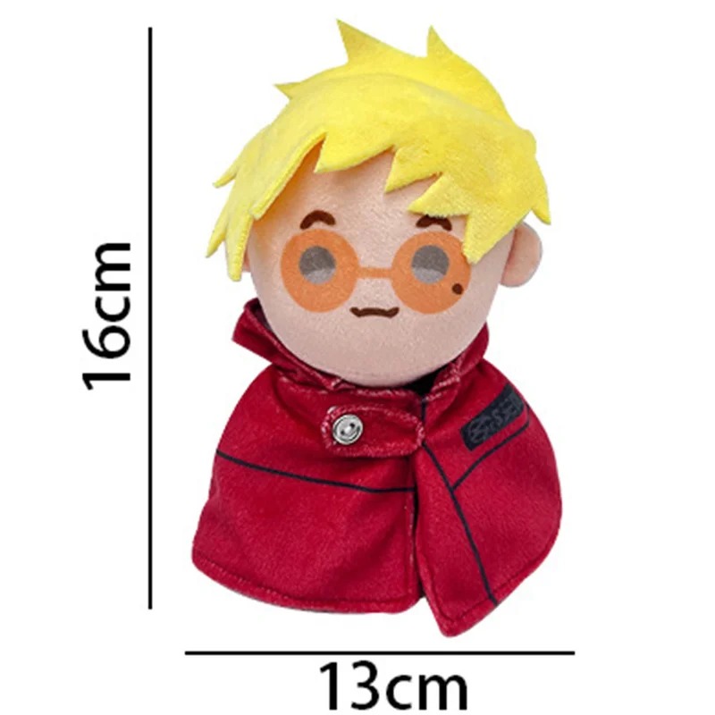 Pelúcia do Vash de Trigun com as medidas de 16 cm de altura e 13 cm de largura