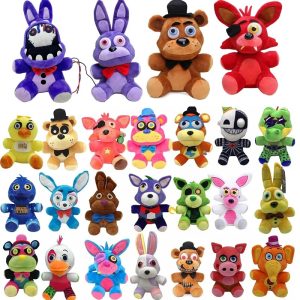 Pelúcias de Five Nights at Freddy's reunindo Bonnie, Freddy, Foxy, Chica e outros personagens
