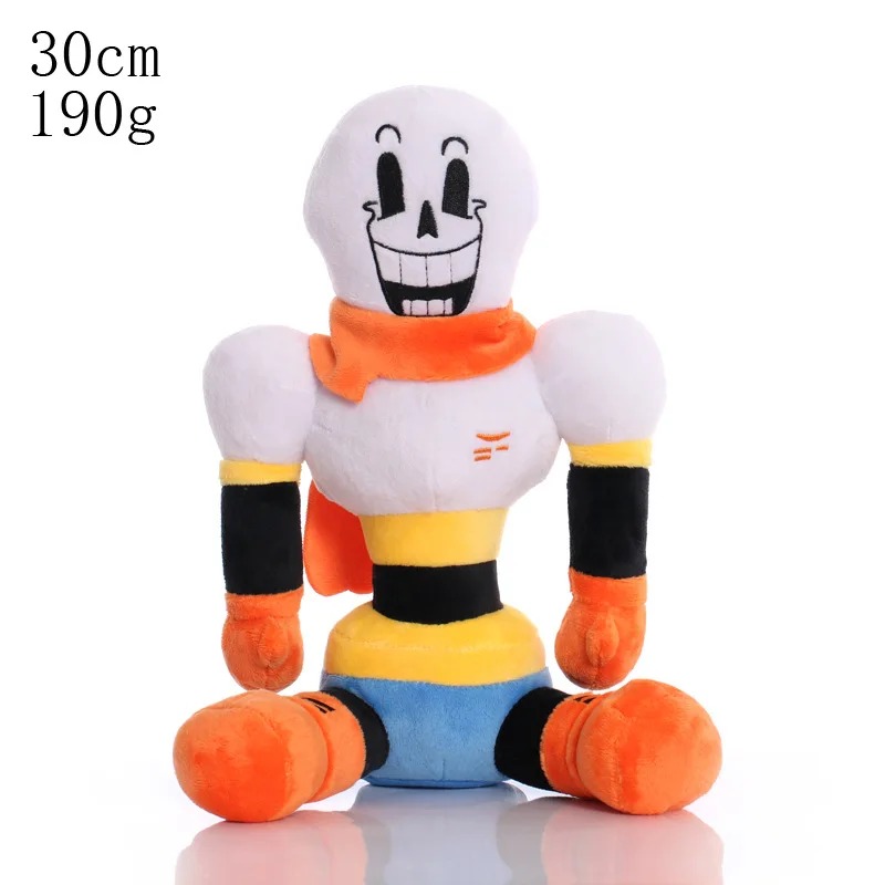 Pelúcia do Papyrus com cachecol laranja e roupa colorida, com 30 cm