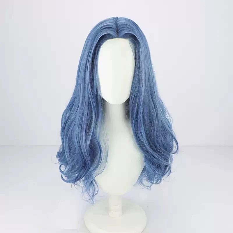 Peruca longa azul e ondulada para o cosplay da Ranni, de Elden Ring, de frente