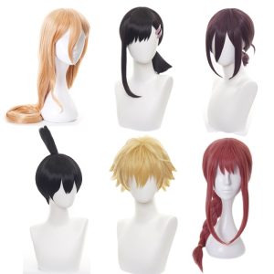 Perucas de Chainsaw Man de vários personagens, como Power, Makima, Denji e Aki