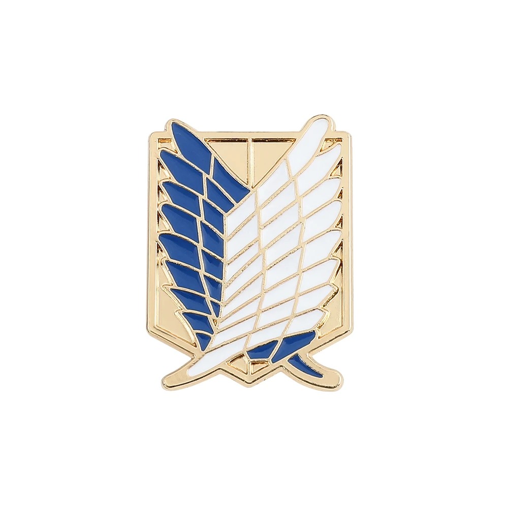 Pin esmaltado das Asas da Liberdade, Attack on Titan, em dourado com asas azuis e brancas
