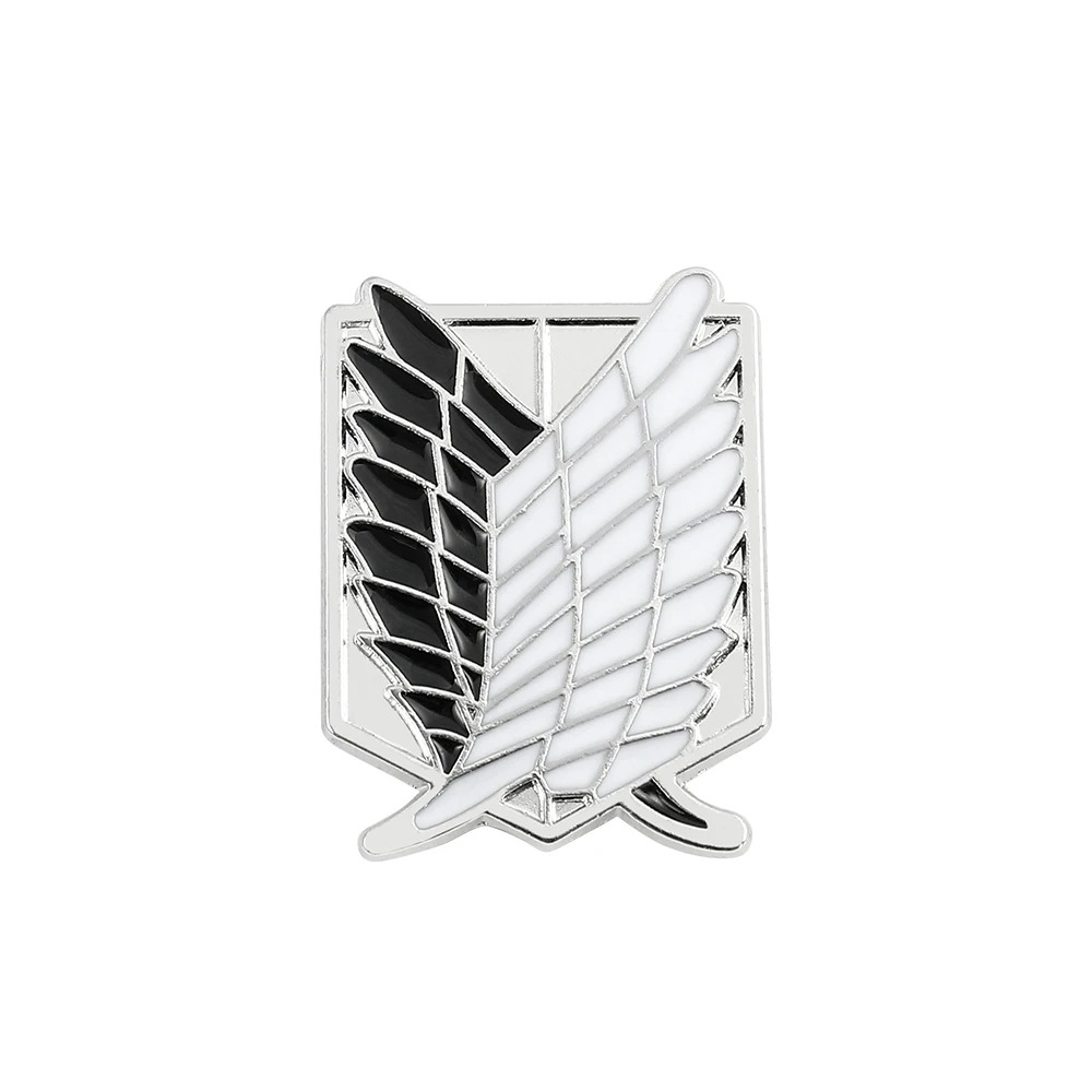 Pin das Asas da Liberdade, Attack on Titan, em prateado com asas pretas e brancas