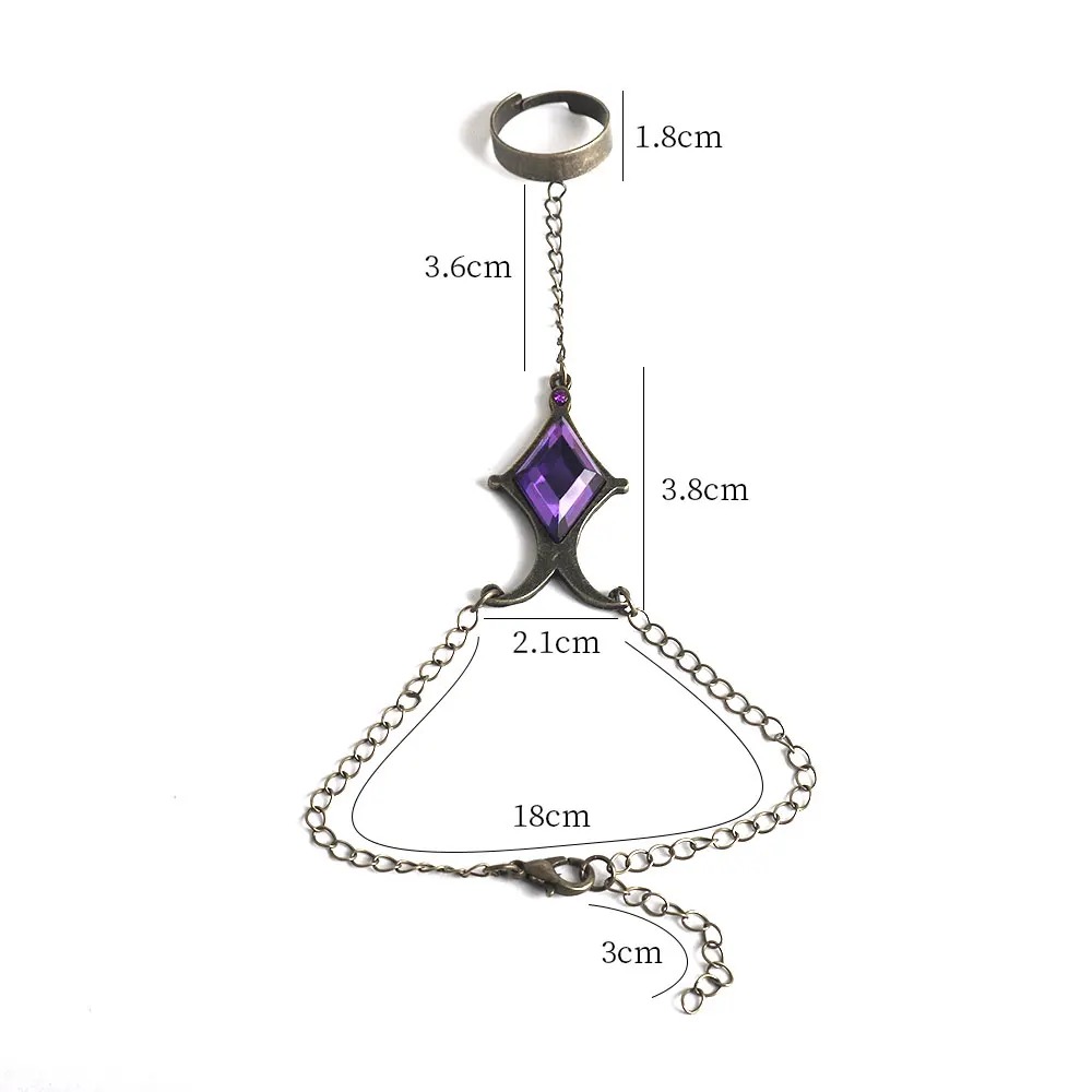 Medidas: corrente de 18 cm, cristal de 3,8 cm e anel de 1,8 cm