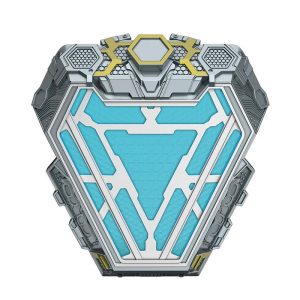 Reator arc MK50 do Homem de Ferro, Marvel, aceso em azul sobre fundo branco