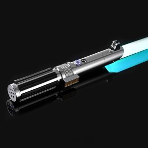 Sabre de luz no estilo do Anakin, de Star Wars, com cabo de metal e lâmina azul acesa