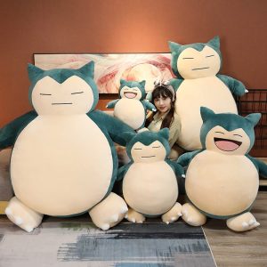 Pelúcias do Snorlax, de Pokémon, em vários tamanhos, verde-azuladas com barriga creme